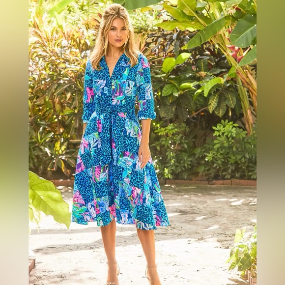 NWT Lilly Pulitzer Mira Midi Shirtdress - Lilly’s Party - 16 - Picture 4 of 4